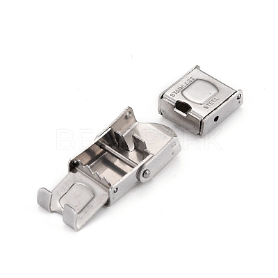 Non-Tarnish Smooth Surface 201 Stainless Steel Watch Band Clasps X-STAS-R063-61-1