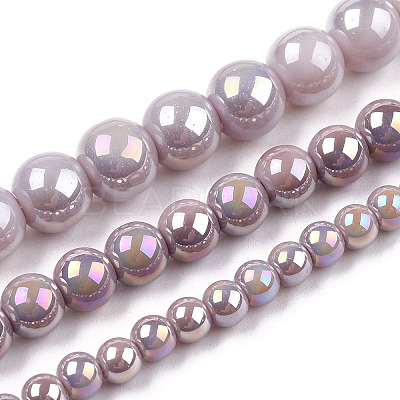 Electroplate Opaque Glass Beads Strands GLAA-T032-P10mm-AB07-1