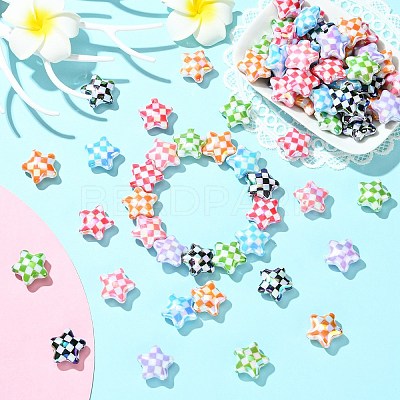 Electroplate Printed Opaque Acrylic Beads MACR-CJC0004-35-1-1