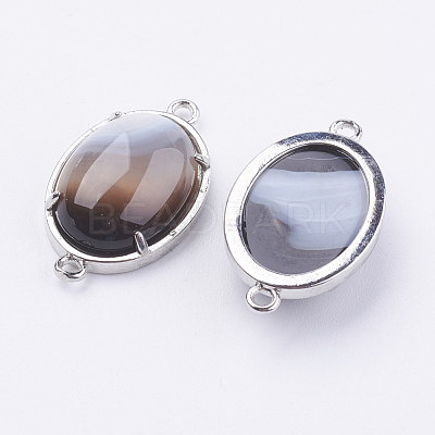 Brass Natural Agate Links connectors G-E398-03I-1