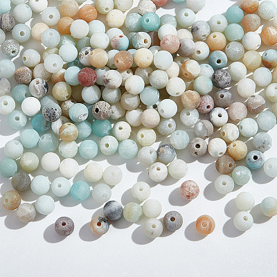 Natural Frosted Flower Amazonite Round Beads G-NB0005-34B-1