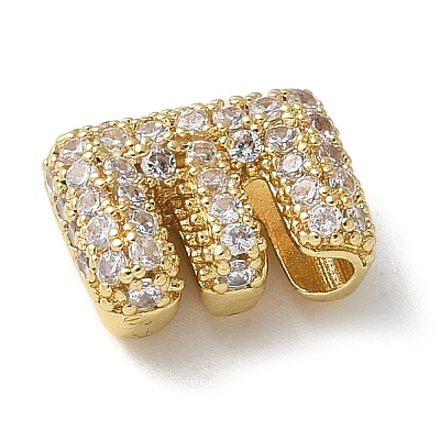 Brass Micro Pave Cubic Zirconia Beads KK-P290-61G-E-1