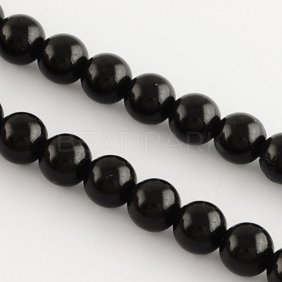 Natural Black Onyx Round Bead Strands X-G-R198-4mm-1