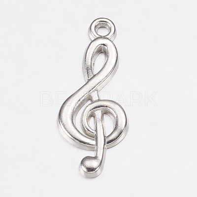 Tibetan Style Alloy Treble Clef Pendants X-TIBEP-R315-AS-LF-1