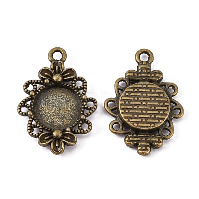 Vintage Tibetan Style Alloy Flower Pendant Cabochon Bezel Settings X-TIBEP-M018-131AB-NF-1