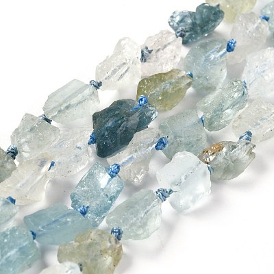 Rough Raw Natural Aquamarine Beads Strands G-G010-17-1