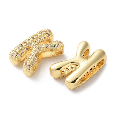 Rack Plating Brass Micro Pave Cubic Zirconia Slide Charms KK-C084-34G-K-1