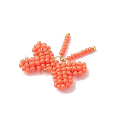 Glass Seed Beaded Bowknot Pendants PALLOY-MZ01055-04-1