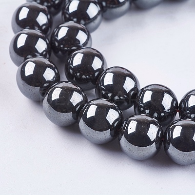 Non-Magnetic Synthetic Hematite Beads Strands G-H1624-12mm-1-1
