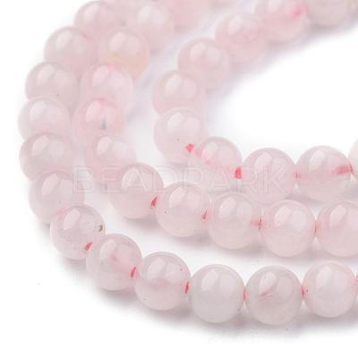 Natural Rose Quartz Round Beads Strands X-G-P072-05-4mm-1