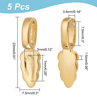 5Pcs 304 Stainless Steel Glue-on Flat Pad Pendant Bails STAS-UN0046-64-1