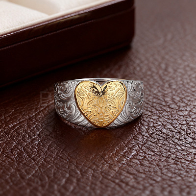 Heart Adjustable Brass Finger Rings WG5155F-01-1
