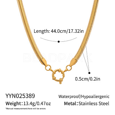 Minimalist 5MM 304 Stainless Steel Flat Snake Chain Necklaces for Women EE6470-1-1