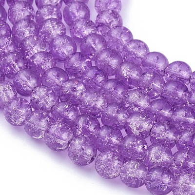 Plum Crackle Glass Round Beads Strands X-CCG-Q002-8mm-04-1