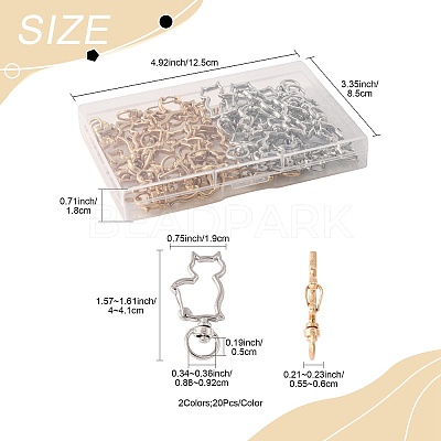 40Pcs 2 Colors Alloy Swivel Snap Hook Clasps FIND-FS0004-73E-1