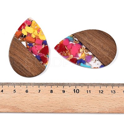 Transparent Resin & Walnut Wood Big Pendants RESI-T058-05I-1