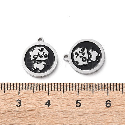 304 Stainless Steel Black Enamel Charms STAS-M102-17P-04-1