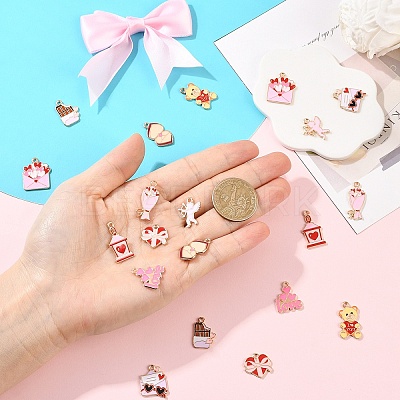 20Pcs 10 Styles Valentine's Day Alloy Enamel Pendants ENAM-YW0008-67-1