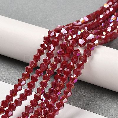 Opaque Solid Color Electroplate Glass Beads Strands EGLA-A039-P4mm-B01-1