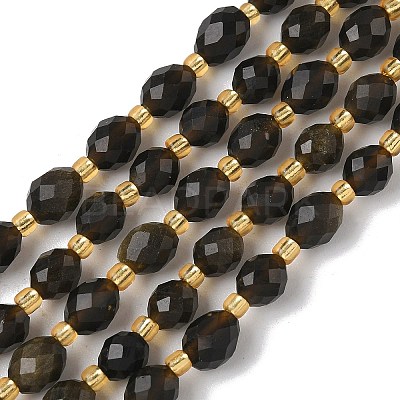 Natural Golden Sheen Obsidian Beads Strands G-F809-A27-01-1