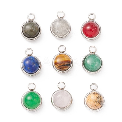 Natural Mixed Stone Charms G-K325-01P-1
