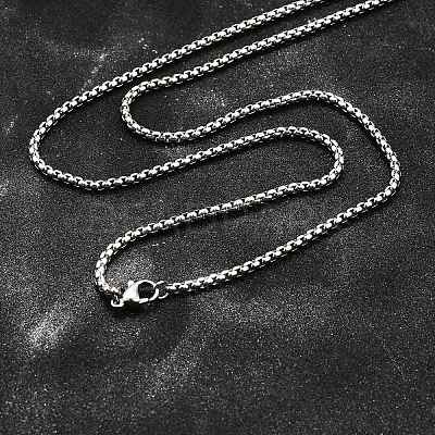 Tarnish Resistant 304 Stainless Steel Box Chain Necklaces NJEW-P244-01P-1