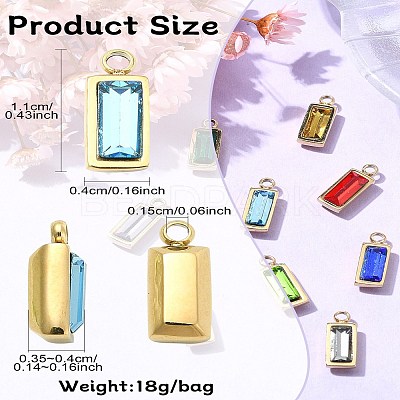 12Pcs 12 Colors Real 14K Gold Plated 304 Stainless Steel Charms STAS-CJ0002-57-1