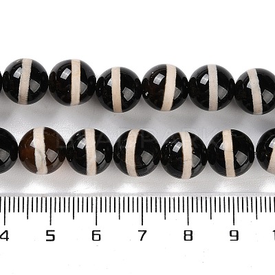 Natural Tibetan Striped Pattern dZi Agate Beads Strands G-B084-A04-01-1