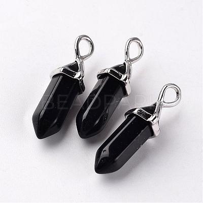 Bullet Natural Obsidian Pointed Pendants G-E332-A03-1