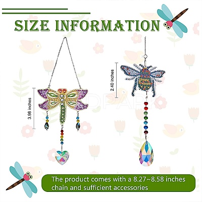 2 Sets 2 Style DIY Diamond Painting Wind Chime Kits DIY-SZ0007-55-1