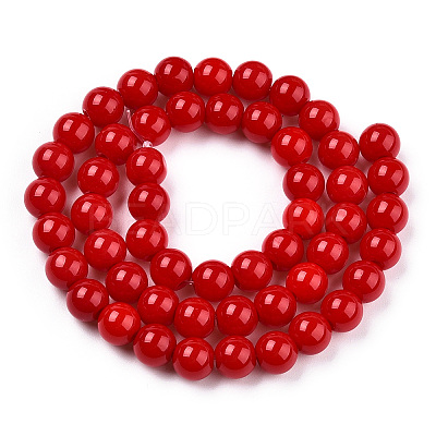 Opaque Solid Color Glass Beads Strands X-GLAA-T032-P8mm-04-1