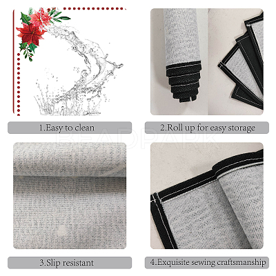 Rectangle with  Flower Pattern Cotton Linen Cloth Table Mat AJEW-WH0196-004-1