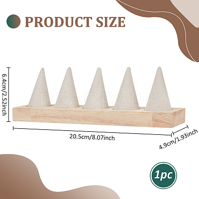 5 Cone Wooden Ring Organizer Holder RDIS-WH0031-02A-04-1