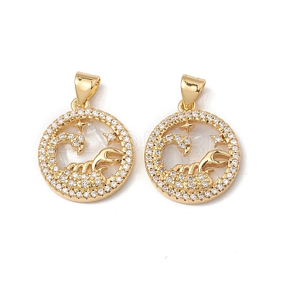 Rack Plating Brass Shell Pendants KK-D087-25G-08-1