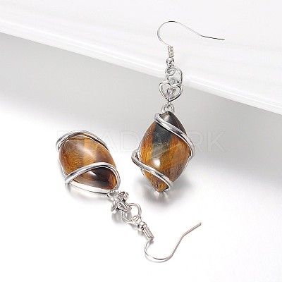 Platinum Tone Brass Rhinestone Mixed Stone Dangle Earrings EJEW-JE01702-1