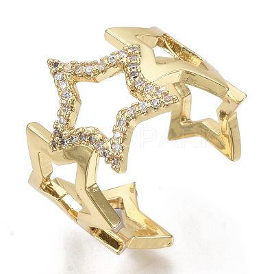 Brass Micro Pave Cubic Zirconia Cuff Rings RJEW-S044-075-NF-1