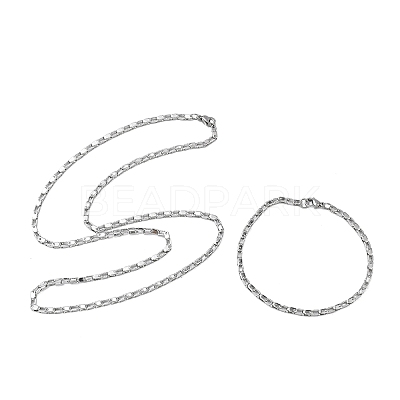 304 Stainless Steel Chain Necklaces & Bracelets Sets SJEW-D091-11P-1