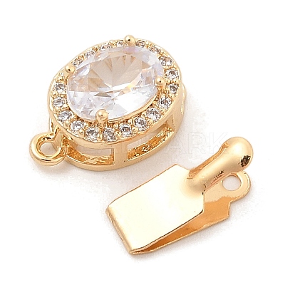 Brass Micro Pave Cubic Zirconia Box Clasps KK-C080-12G-01-1