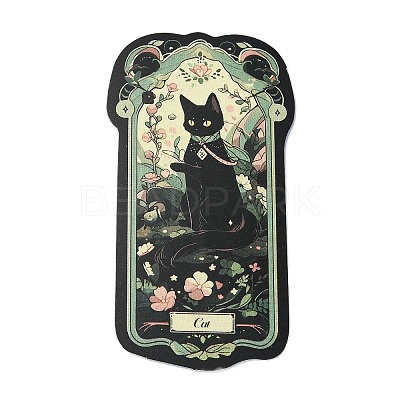 50Pcs Black Cat Shape PVC Waterproof Stickers AJEW-M223-05-1