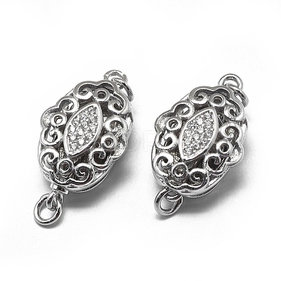 Anti-Tarnish Rhodium Plated 925 Sterling Silver Box Clasps STER-L057-010P-1