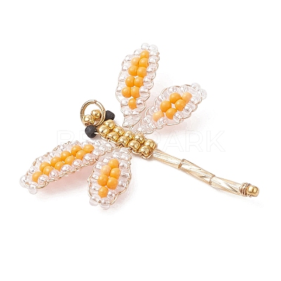 Glass Seed Beaded Dragonfly Pendants PALLOY-MZ00983-02-1