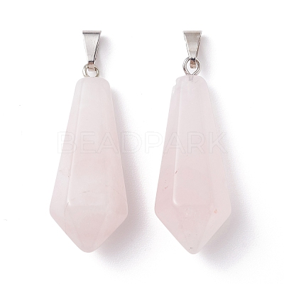 Natural Rose Quartz Pointed Pendants G-I314-02P-16-1