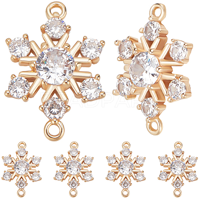 10Pcs Brass Micro Pave Clear Cubic Zirconia Connector Charms ZIRC-BBC0002-86A-1