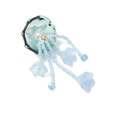 Glass Seed Beaded Jellyfish Big Pendants X-PALLOY-MZ01166-04-1