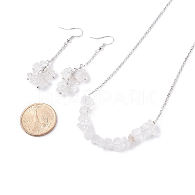 Natural Quartz Crystal Chips Beaded Jewelry Set SJEW-JS01231-05-1