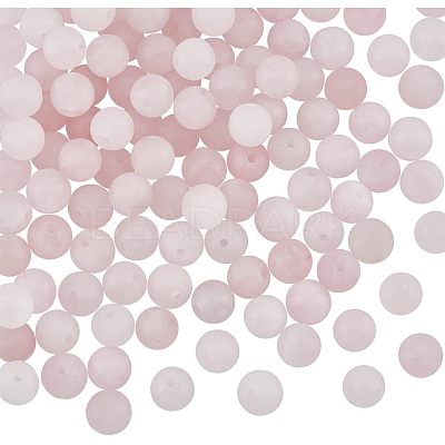Frosted Natural Rose Quartz Round Beads Strands G-OC0003-57B-1
