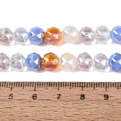 Electroplate Imitation Jade & Opaque & Transparent Glass Beads Strands EGLA-Q135-8MM-A09-1