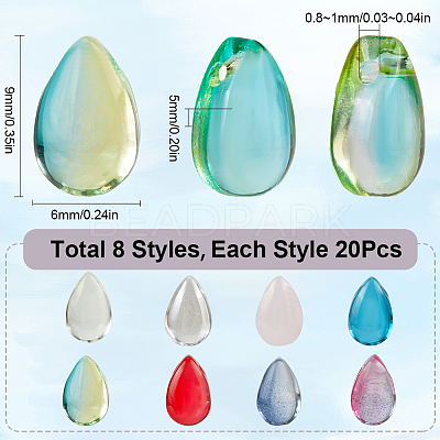 160Pcs 8 Colors Transparent Glass Beads GGLA-SC0001-18-1