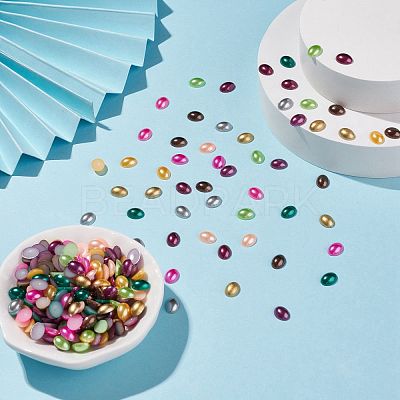 ABS Plastic Imitation Pearl Cabochons SACR-R755-8x6mm-ZM-1