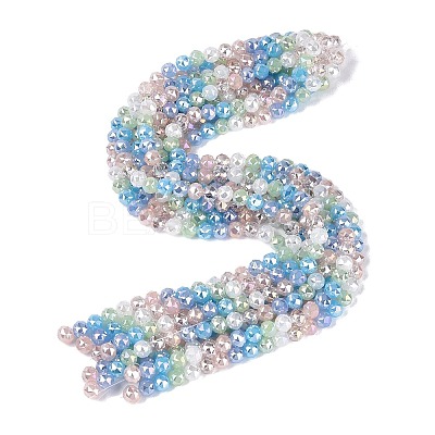 Electroplate Imitation Jade & Opaque & Transparent Glass Beads Strands EGLA-Q135-8MM-A11-1